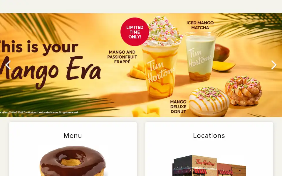 Screenshot of timhortons.co.uk