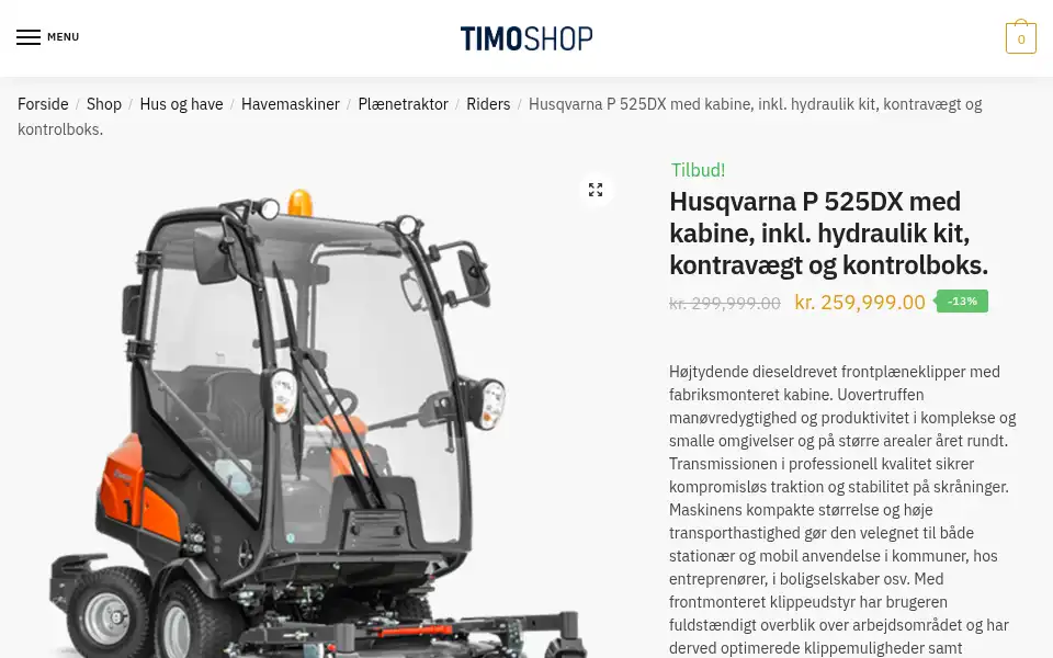 Screenshot of timoshop.dk
