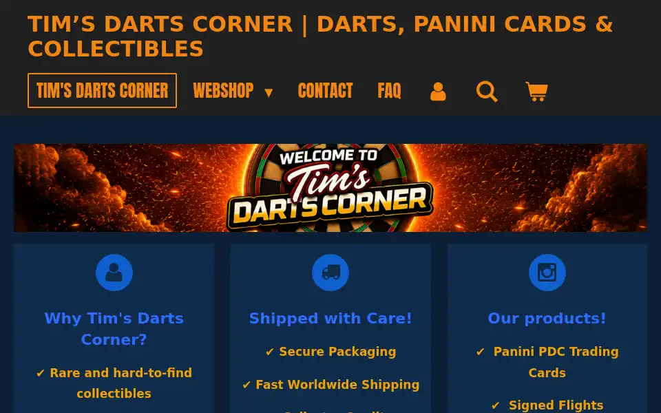 Screenshot of timsdartscorner.com