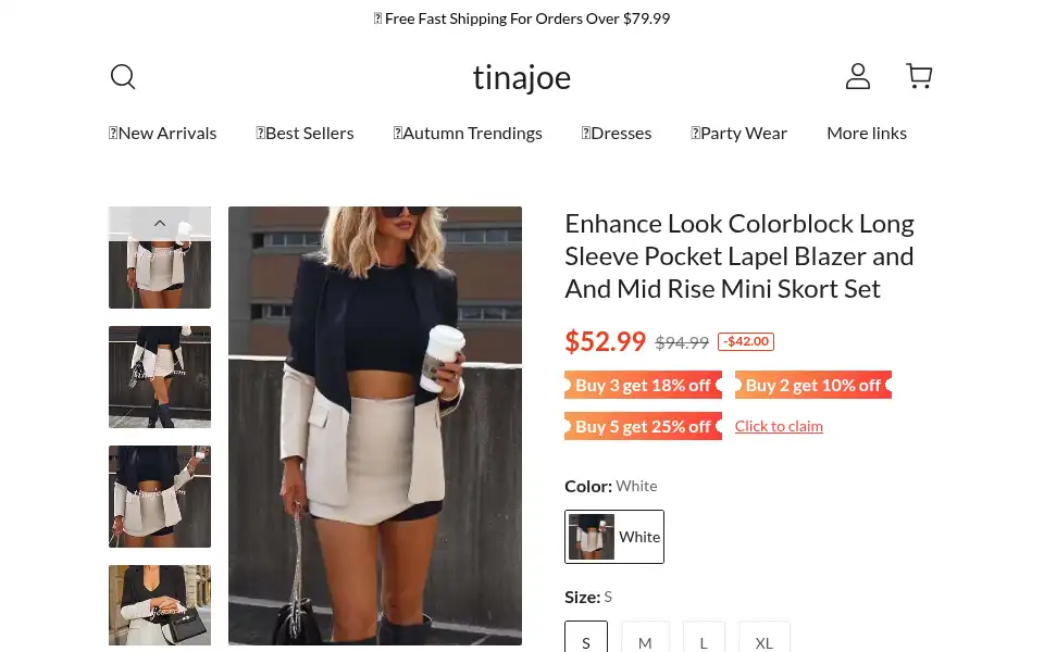 Screenshot of tinajoe.com