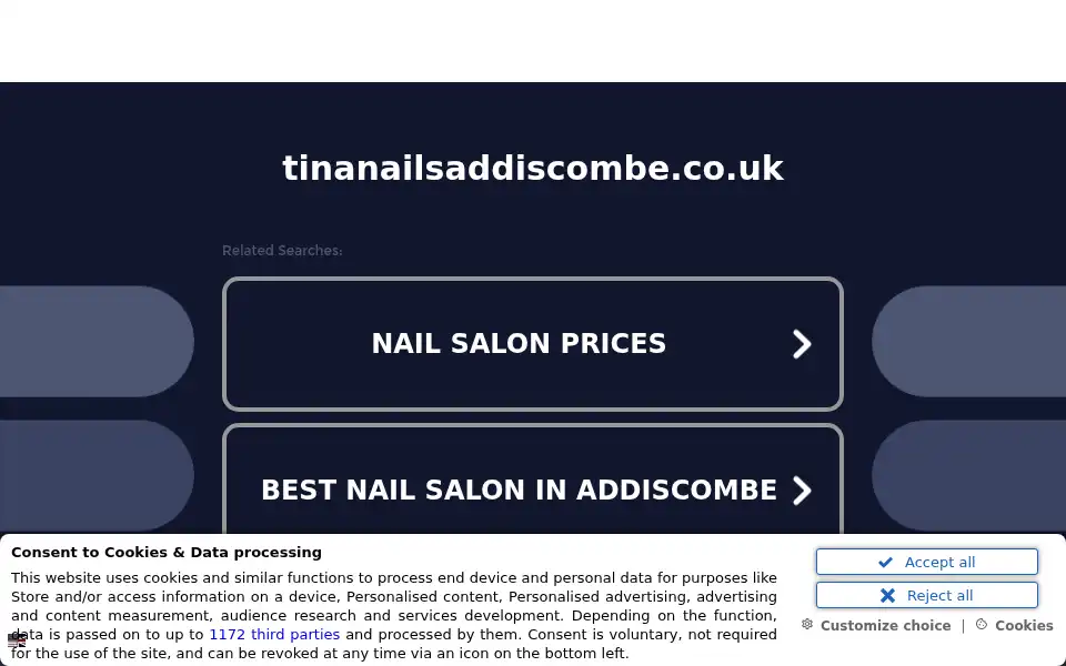 Screenshot of tinanailsaddiscombe.co.uk