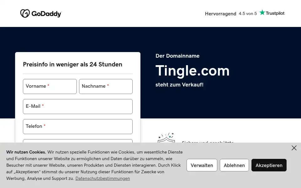 Screenshot of tingle.com