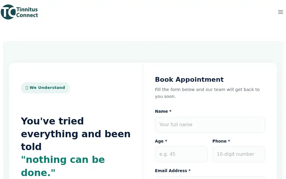 Screenshot of tinnitusconnect.com