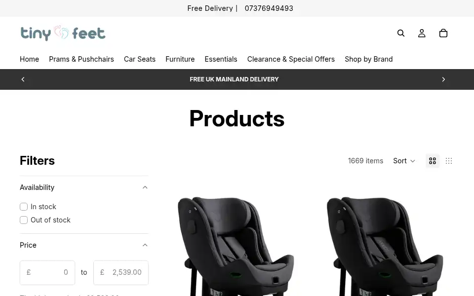 Screenshot of tinyfeetonline.co.uk
