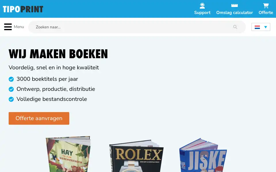 Screenshot of tipoprint.nl