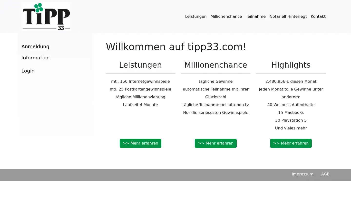 Screenshot of tipp33.com