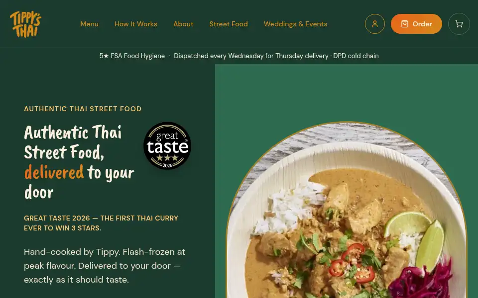 Screenshot of tippysthai.co.uk