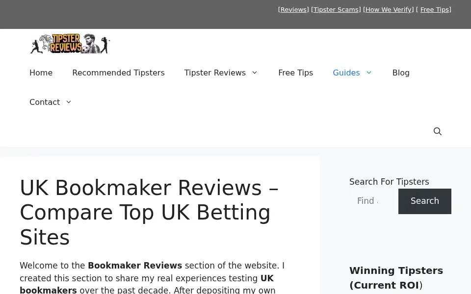 Screenshot of tipsterreviews.co.uk