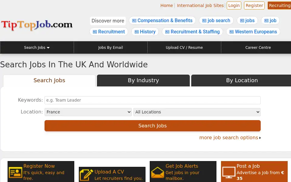 Screenshot of tiptopjob.com