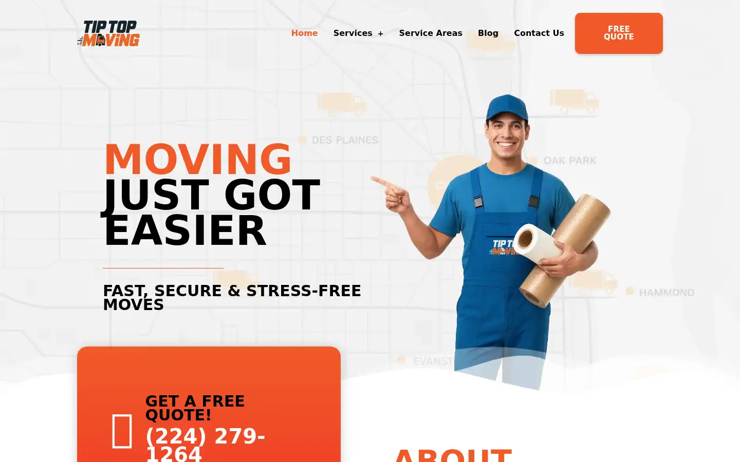 Screenshot of tiptopmoving.com
