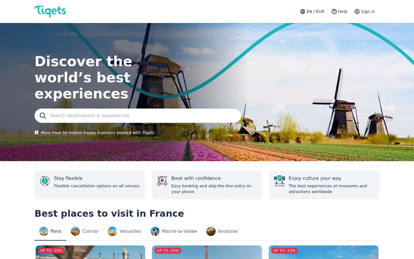 Screenshot of tiqets.com