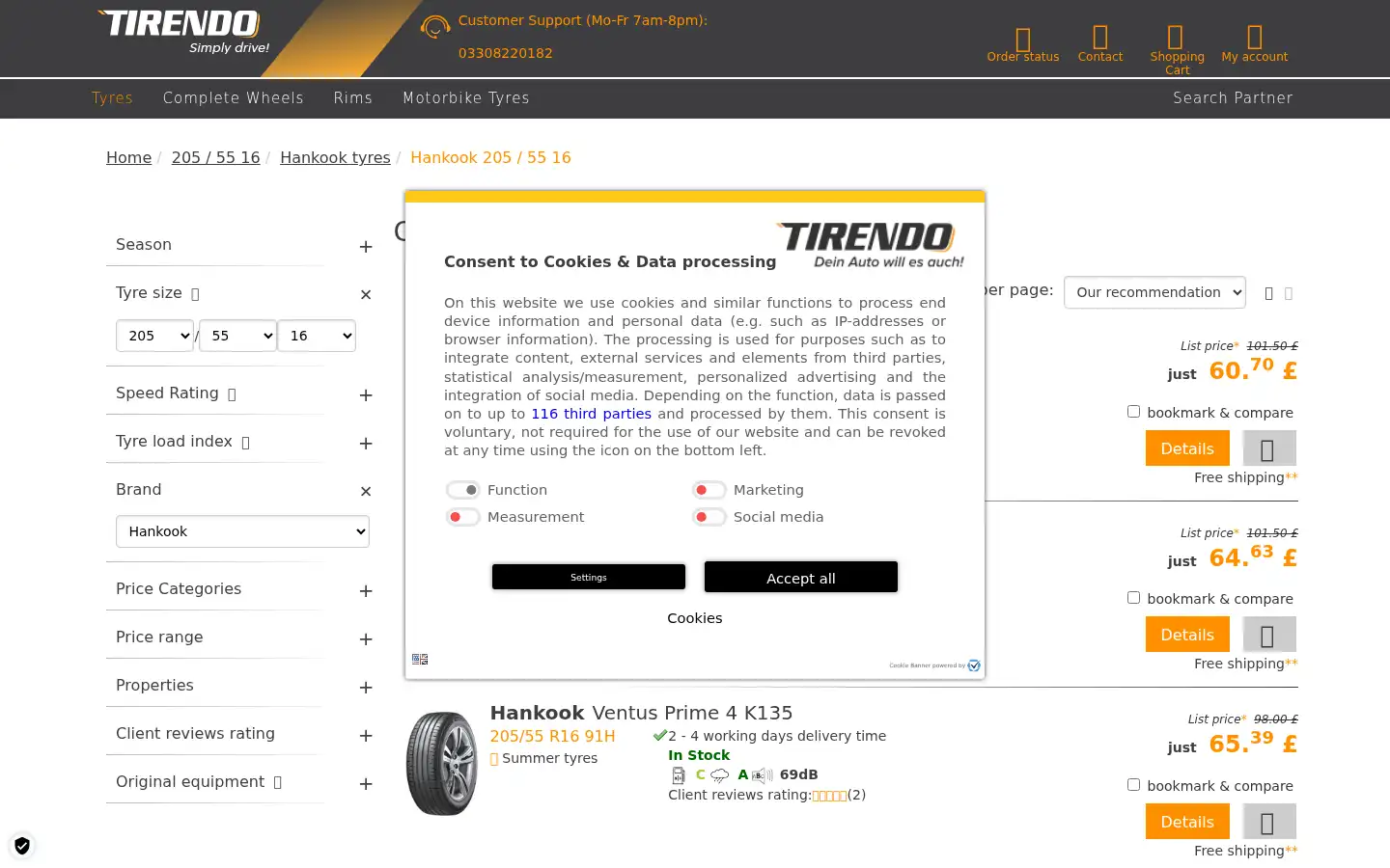 Screenshot of tirendo.co.uk
