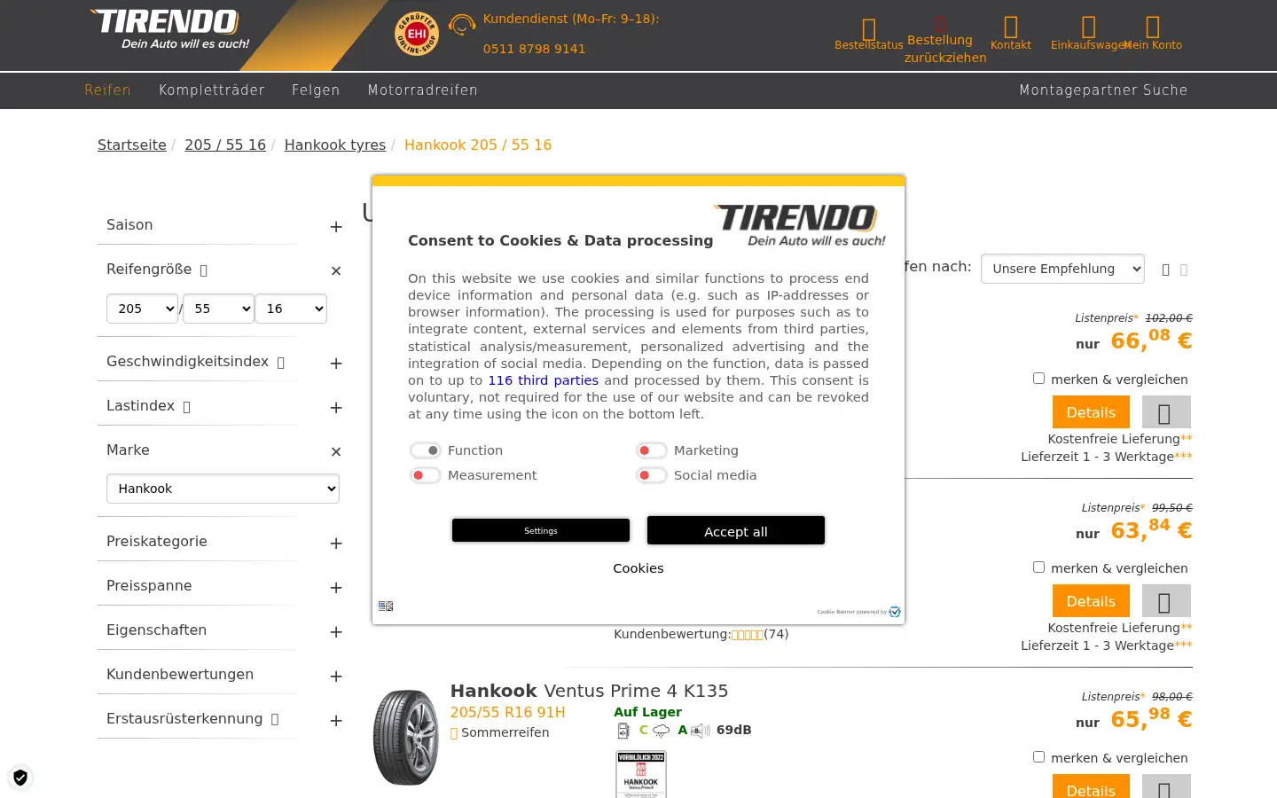 Screenshot of tirendo.de