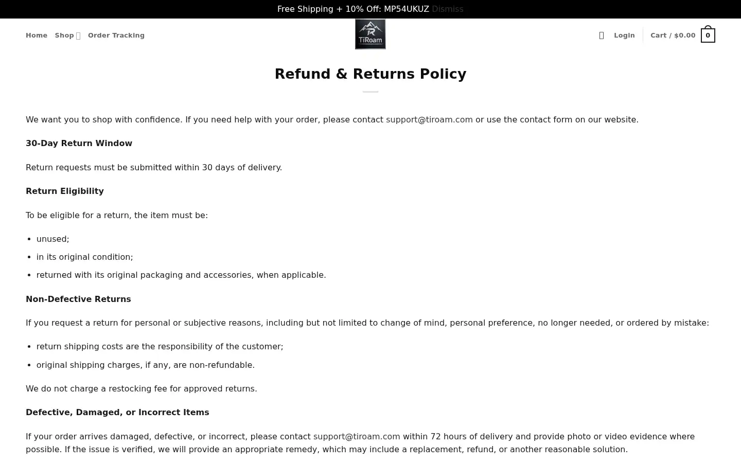 Screenshot of tiroam.com