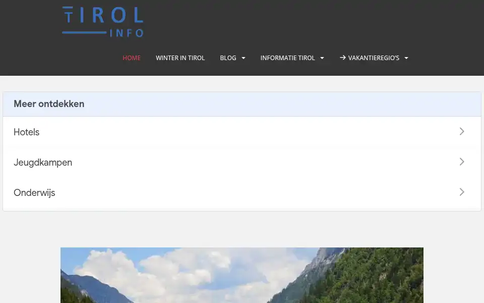 Screenshot of tirolinfo.nl