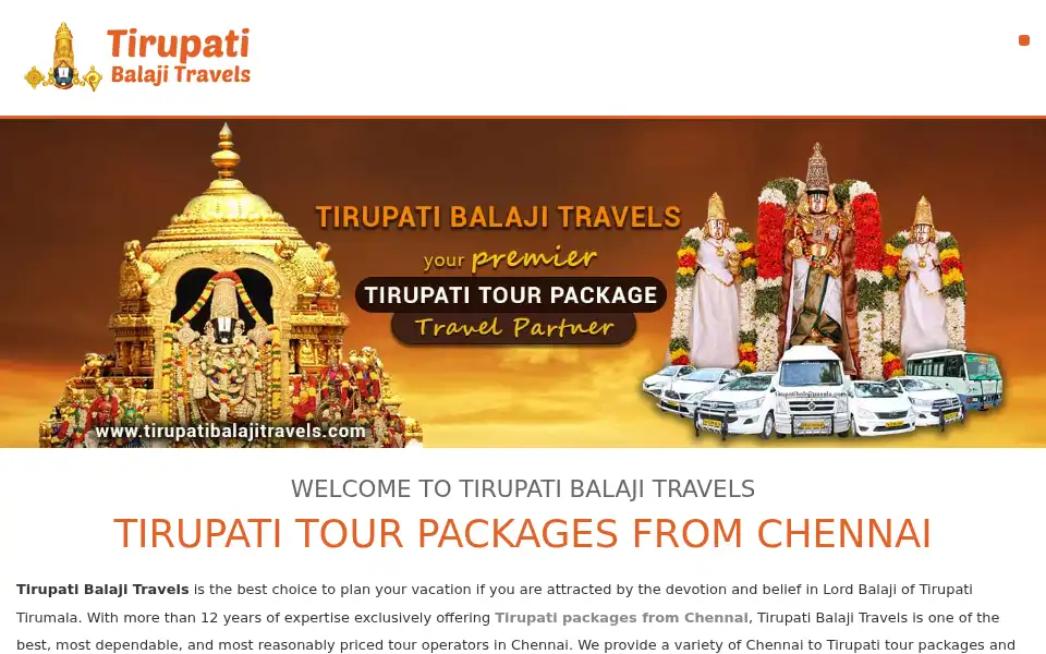 Screenshot of tirupatibalajitravels.com