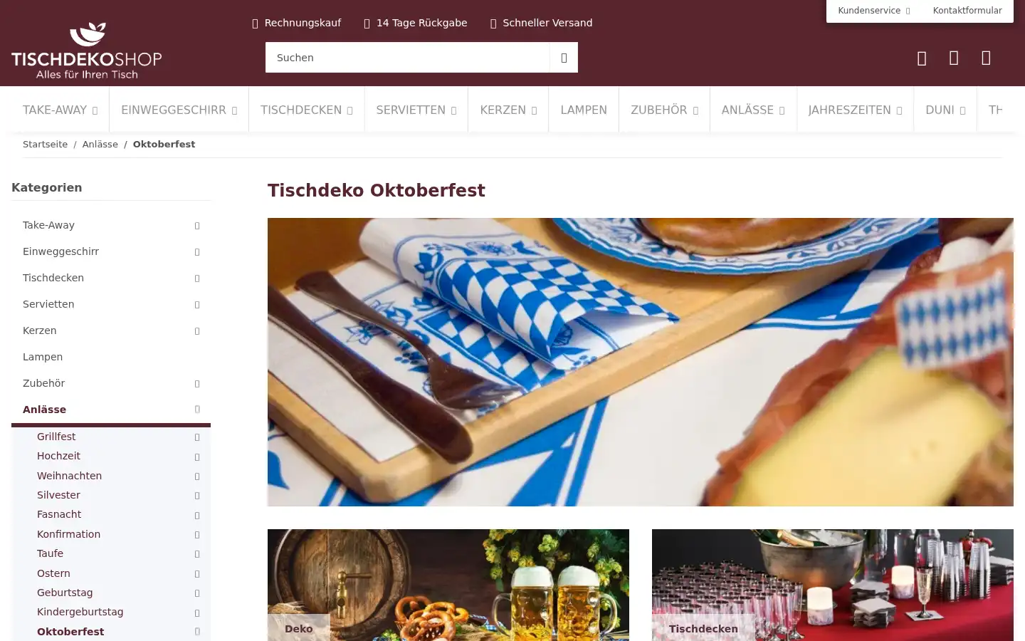 Screenshot of tischdeko-shop.ch