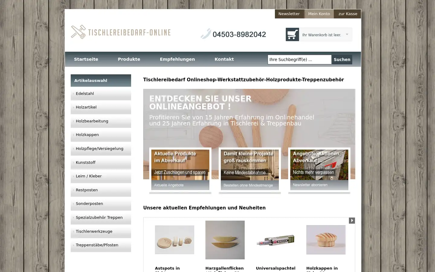 Screenshot of tischlereibedarf-online.de