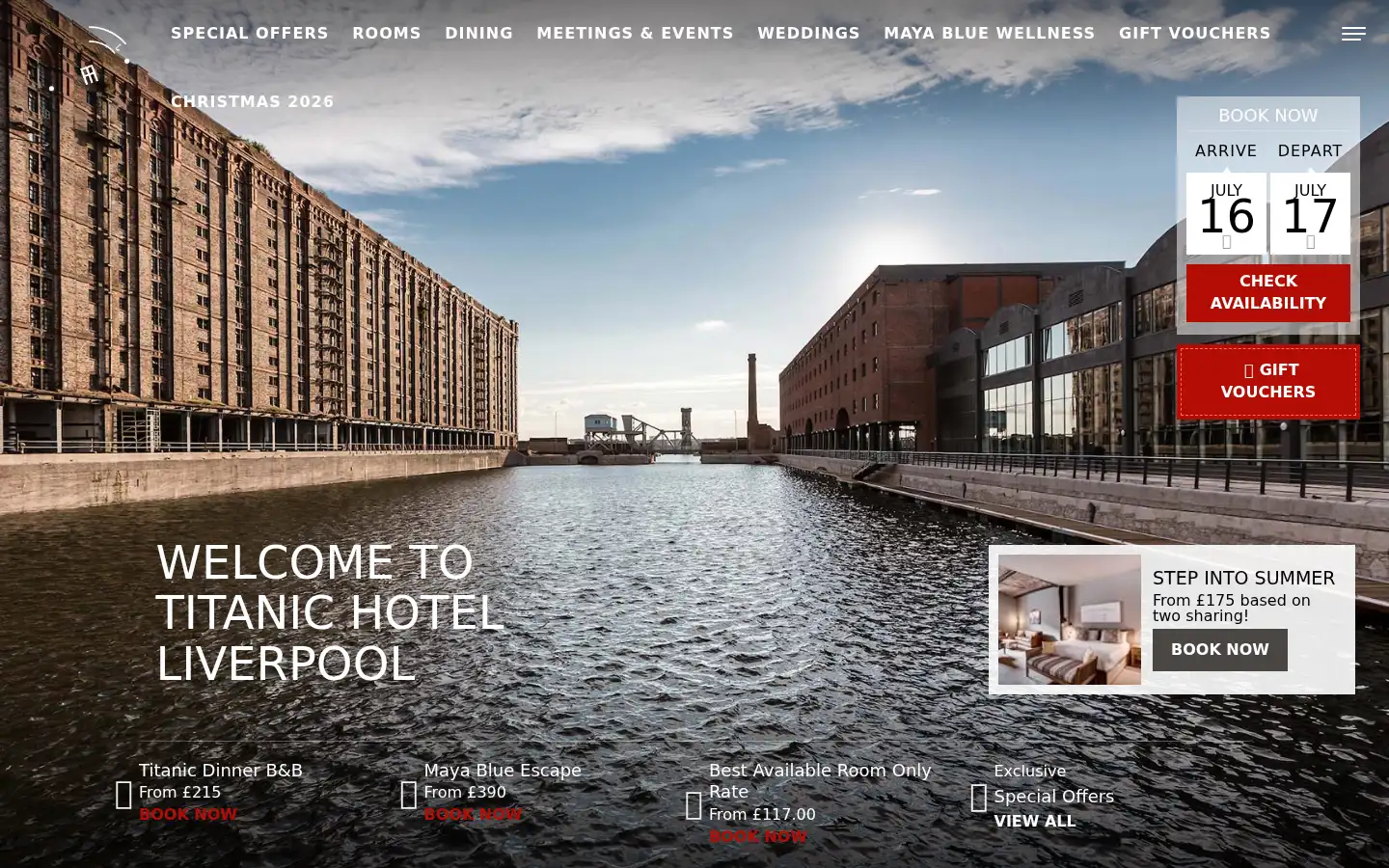 Screenshot of titanichotelliverpool.com