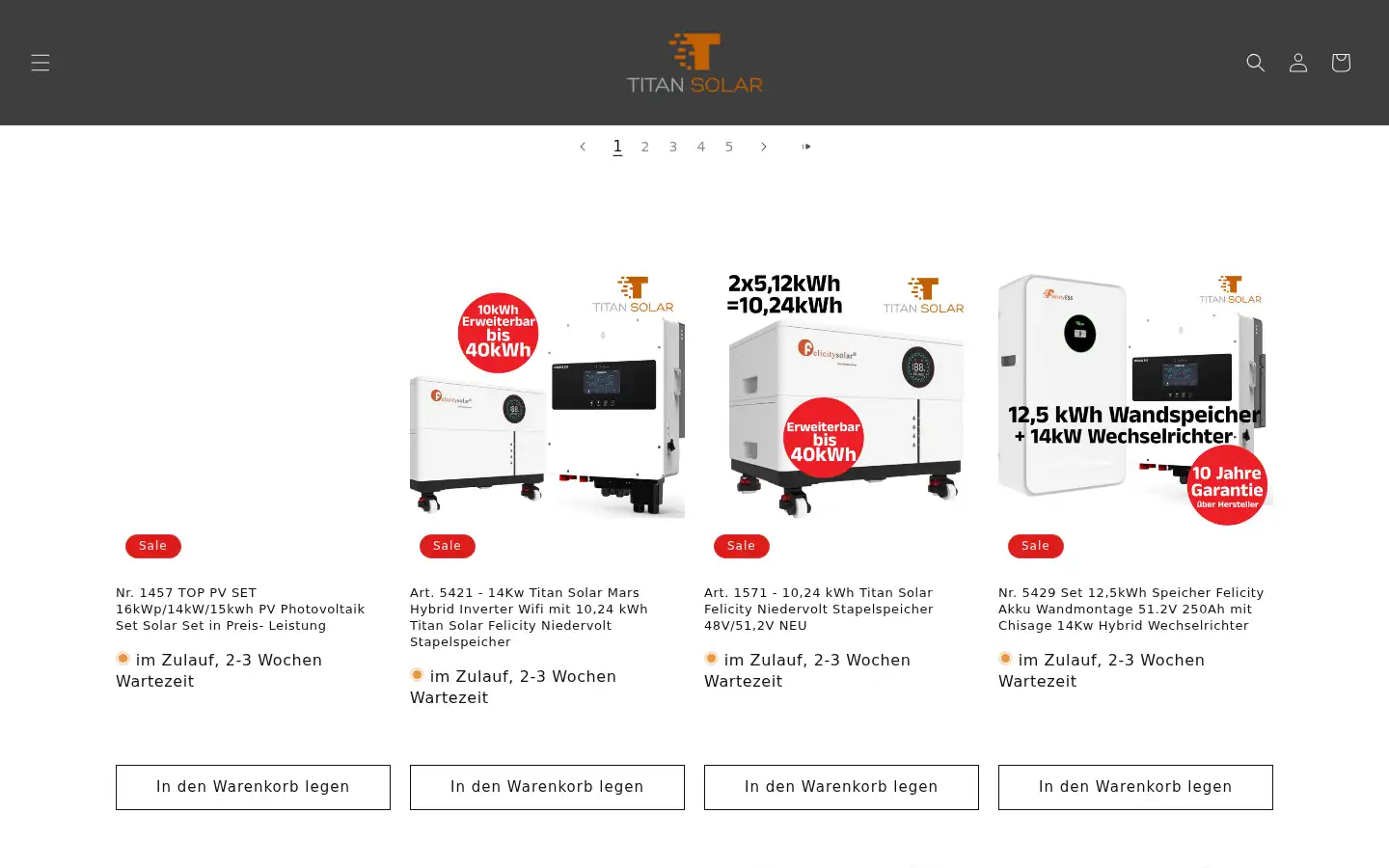 Screenshot of titansolar.de