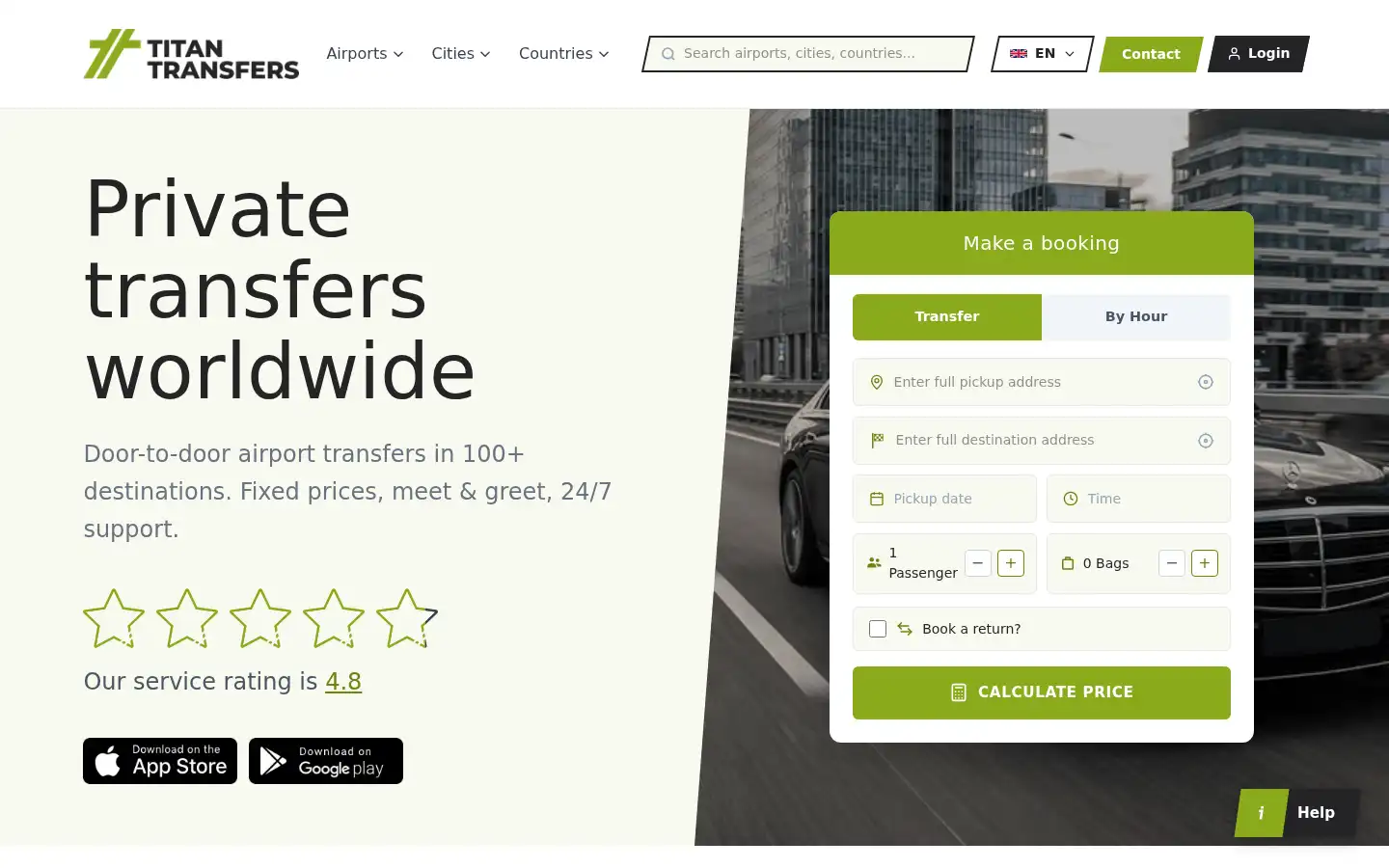 Screenshot of titantransfers.com
