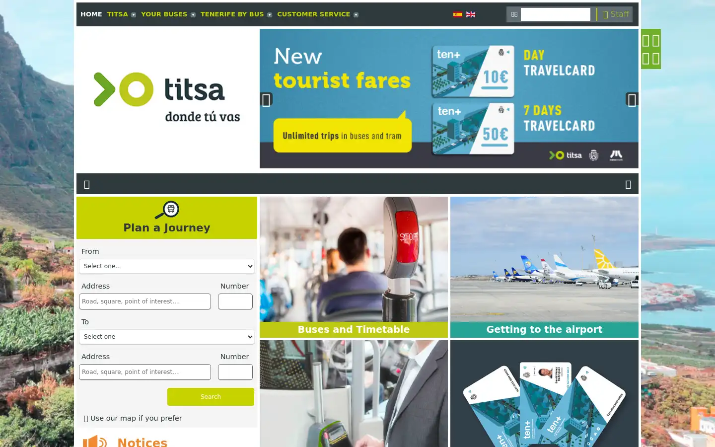 Screenshot of titsa.com