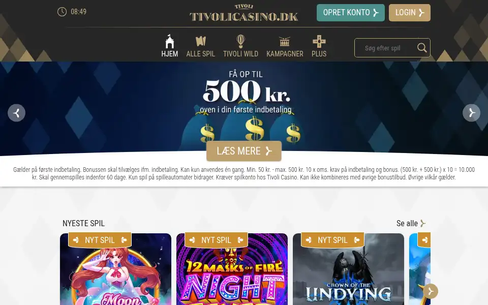 Screenshot of tivolicasino.dk