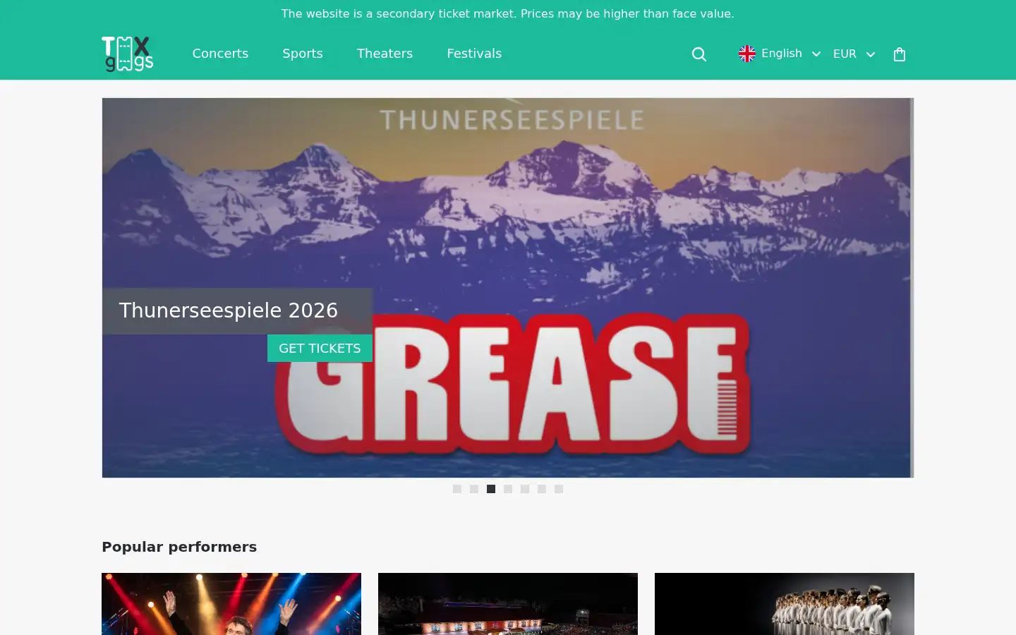 Screenshot of tixgigs.com