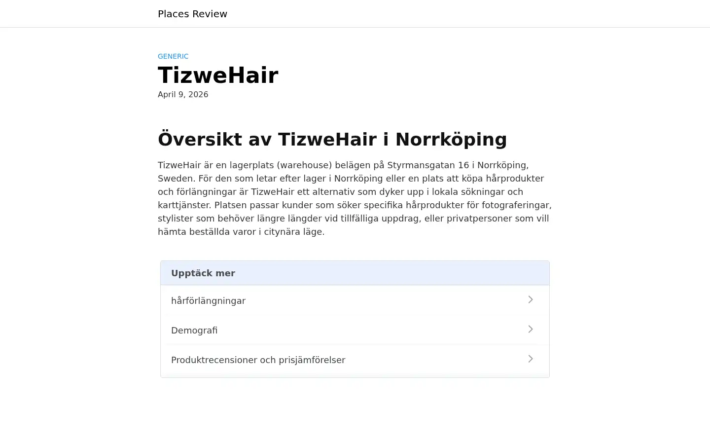 Screenshot of tizwehair.se