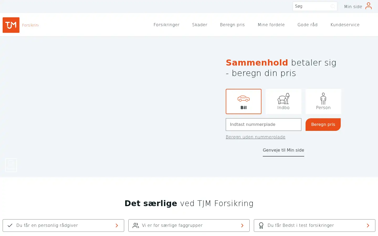Screenshot of tjm-forsikring.dk