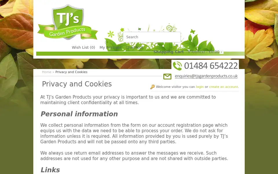 Screenshot of tjsgardenproducts.co.uk