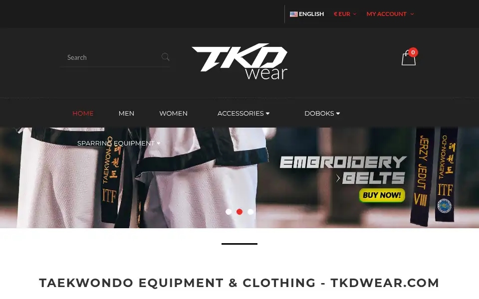 Screenshot of tkdwear.com