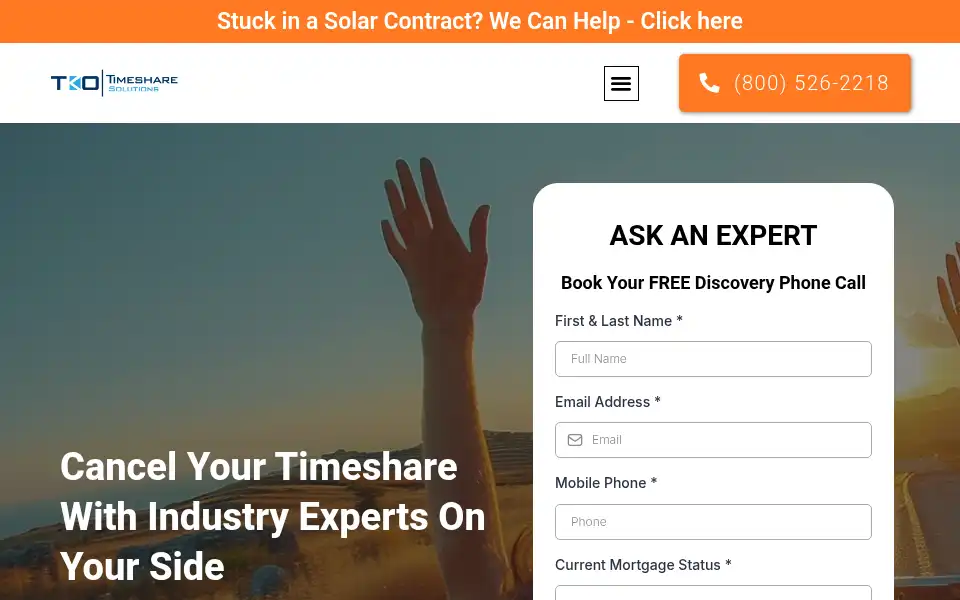 Screenshot of tkotimeshares.com