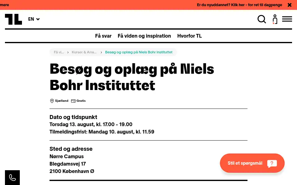 Screenshot of tl.dk