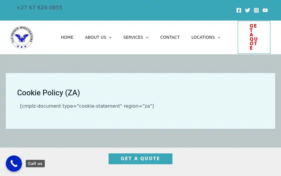 Screenshot of tldprivateinvestigators.co.za