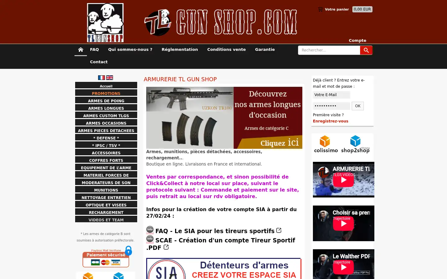 Screenshot of tlgunshop.com