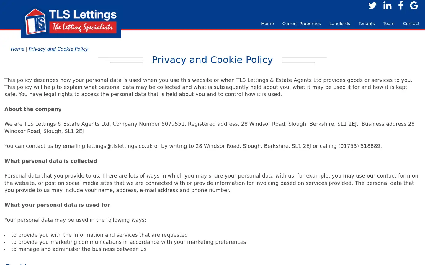 Screenshot of tlslettings.co.uk