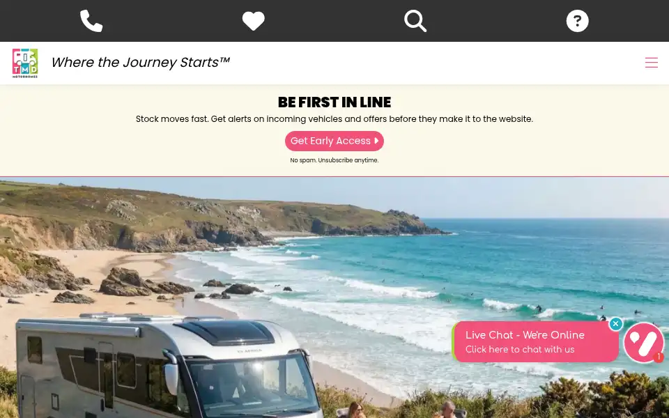 Screenshot of tmdmotorhomes.com