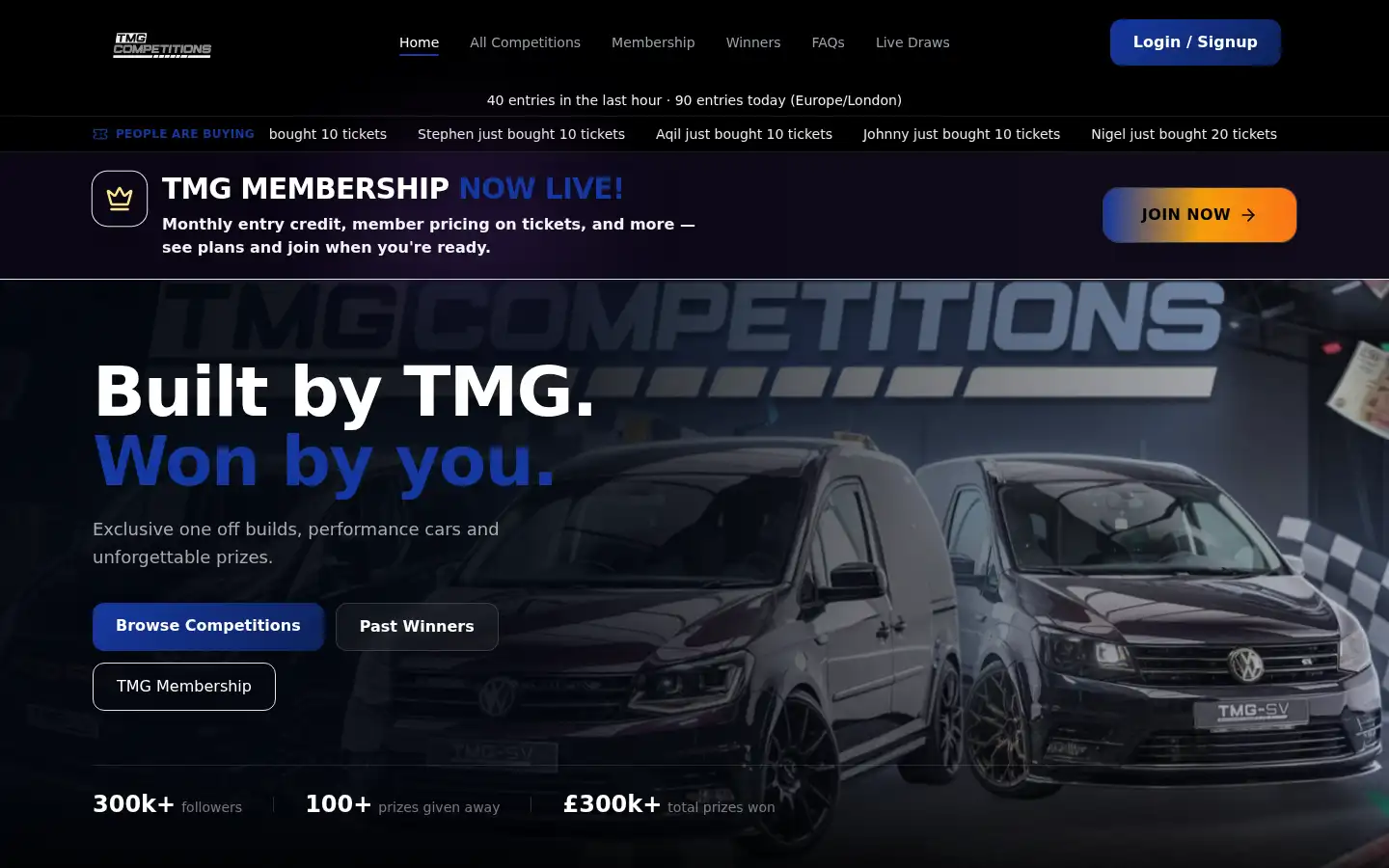 Screenshot of tmgcompetitions.co.uk