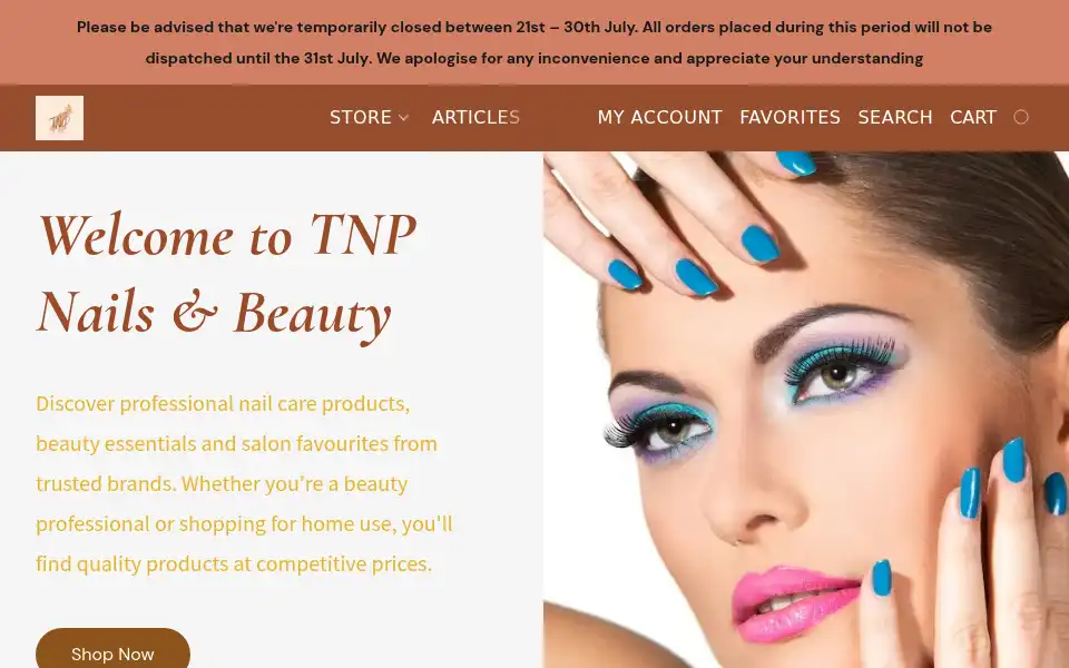 Screenshot of tnpnailsandbeauty.co.uk