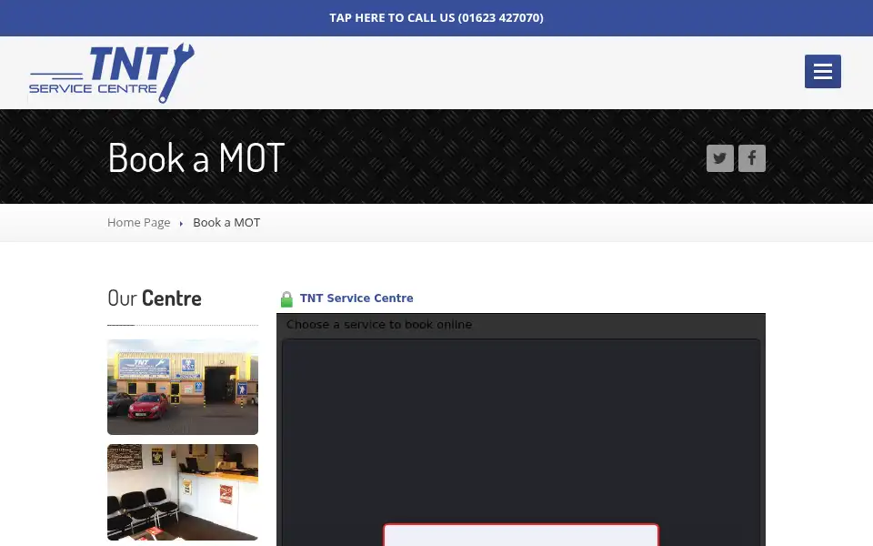 Screenshot of tntservicecentre.co.uk