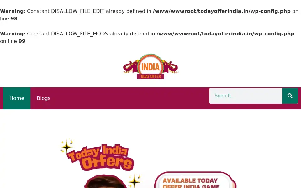 Screenshot of todayofferindia.in