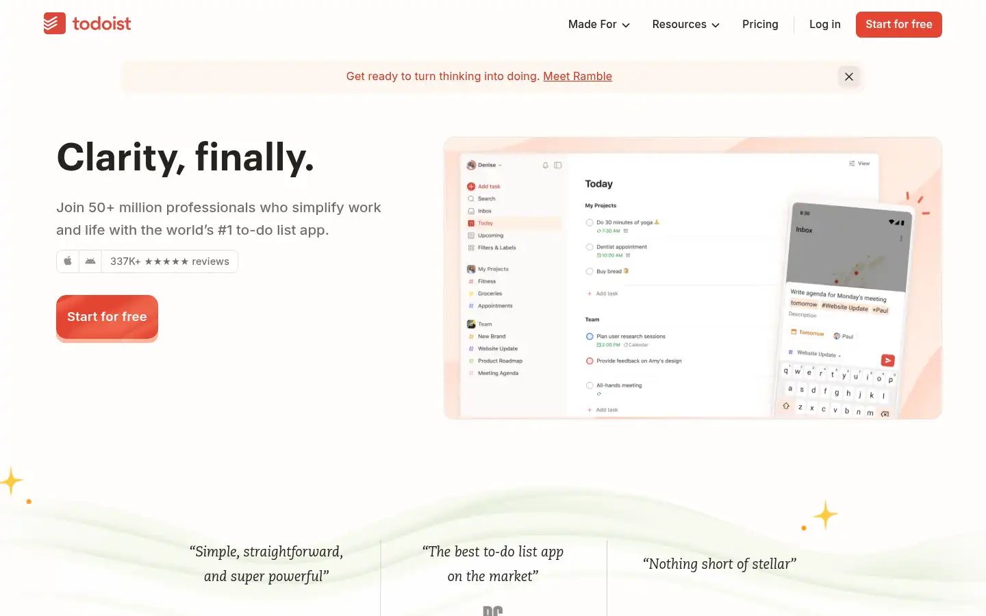 Screenshot of todoist.com