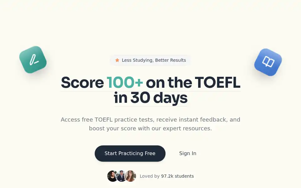 Screenshot of toeflpractice.io
