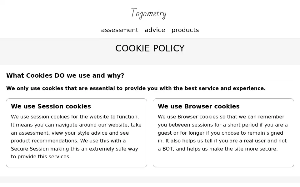 Screenshot of togometry.com