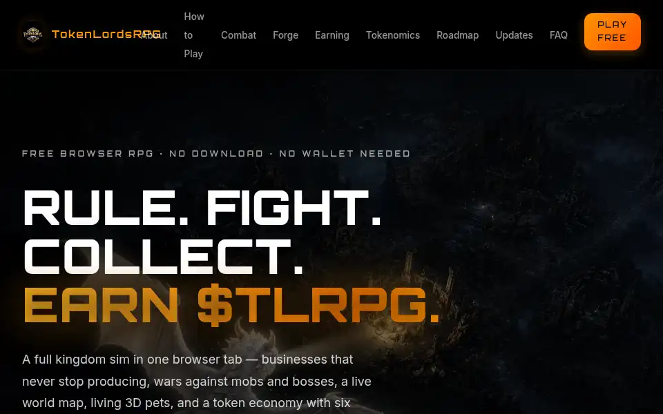 Screenshot of tokenlordsrpg.com