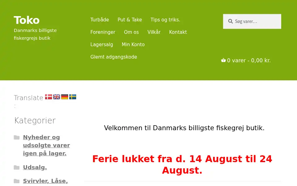 Screenshot of toko.dk