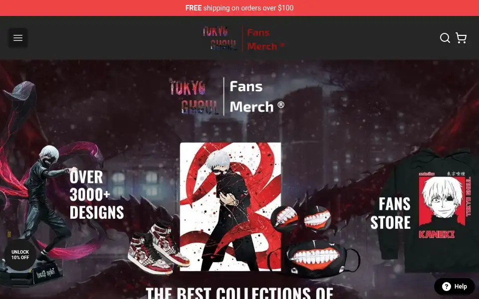 Screenshot of tokyoghoul.store