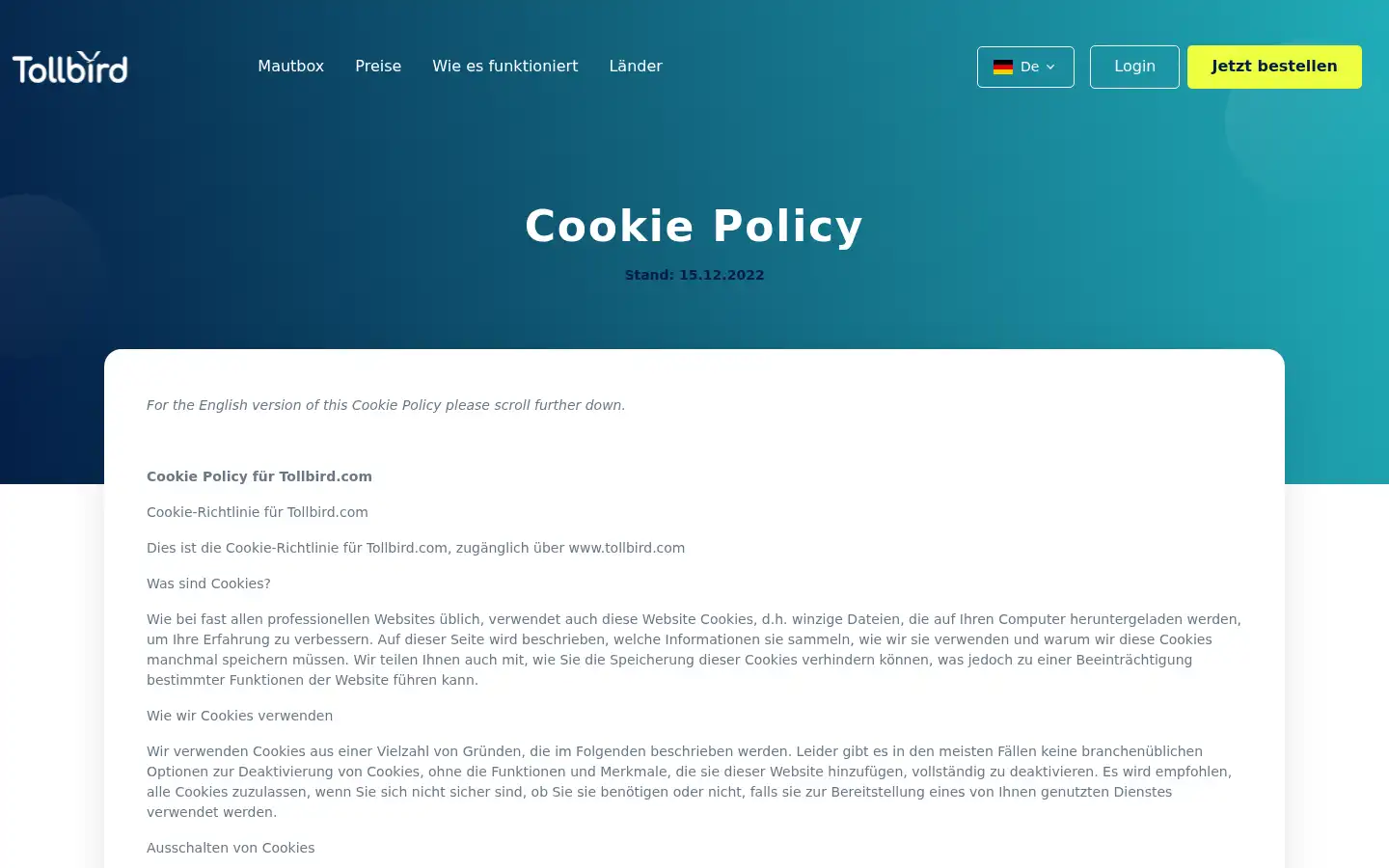 Screenshot of tollbird.com