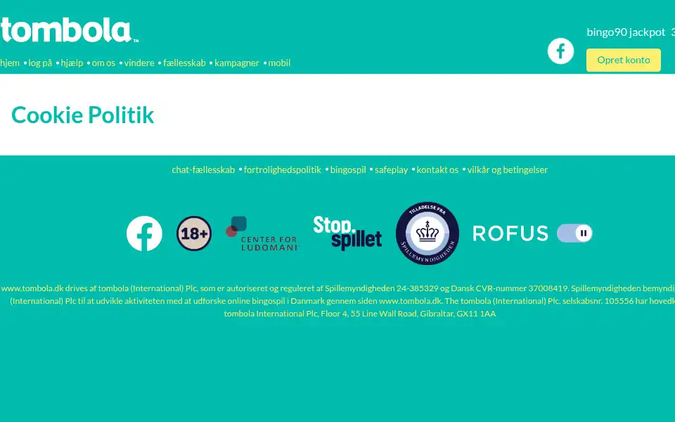 Screenshot of tombola.dk